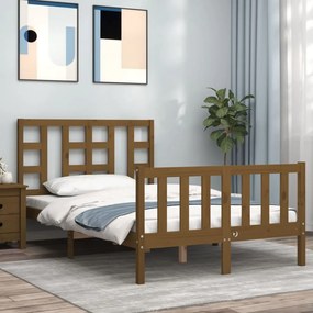 3191969 vidaXL Cadru de pat cu tăblie, maro miere, 120x200 cm, lemn masiv