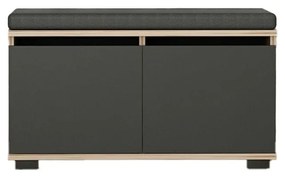 Pantofar negru/în culoare naturală cu bancă cu aspect de lemn de nuc Drago – Kalune Design