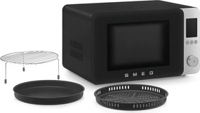 Cuptor cu microunde combinat cu aer cald SMEG Collezione MOC02BLMEU, 900 W, 27 l, 25 de programe, închidere lină, setări personalizate, negru mat