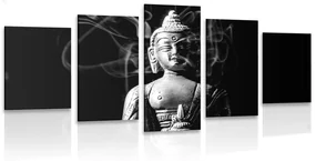 Tablou 5-piese statuie Budha în design alb-negru