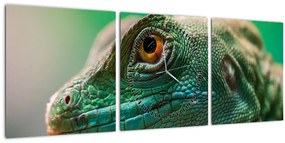 Tablou detailat cu o șopârlă (cu ceas) (90x30 cm)