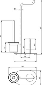 Silia Suport hârtie igienică stativ - 3-funcții Finisaj: Alb ADI_A732
