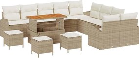 vidaXL Set de canapele pentru grădină cu pernă 14 pcs Bej și crem