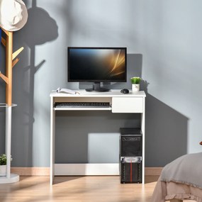 Homcom Birou PC Alb &amp; Stejar 80×45×75 cm – Ideal Dormitor sau Acasa | Aosom Romania