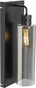 Lampa de perete moderna neagra cu sticla fumurie - Stavelot