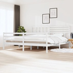 3101109 vidaXL Cadru de pat, alb, 200x200 cm, lemn masiv