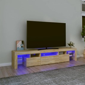Comoda TV cu lumini LED, stejar sonoma, 200x36,5x40 cm 1, Stejar sonoma, 200 x 36.5 x 40 cm