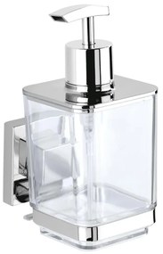 WENKO 22683100 - Dozator de săpun VACUUM-LOC QUADRO ED, 7,5 x 16 cm, argintiu / crom lucios