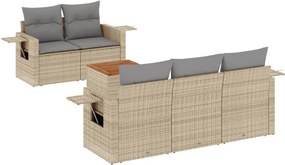 vidaXL Set canapele de grădină cu perne, 6 piese, bej, poliratan