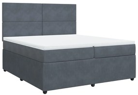 3292425 vidaXL Pat box spring cu saltea, gri închis, 200x200 cm, catifea