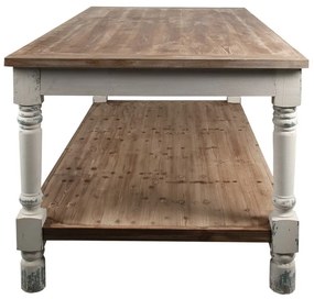 Masă de prezentare shabby chic, cu finisaj alb antichizat, Clarisse, 200x100x85 cm