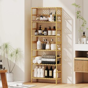 HOMCOM Raft de bambus cu 6 niveluri, cu rafturi reglabile, 60x26x161 cm | Aosom Romania