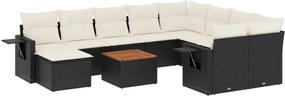 vidaXL Set canapele de grădină cu perne, 11 piese, negru, poliratan