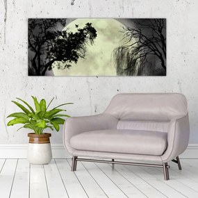 Tablou - Lună plină deasupra apei (120x50 cm)