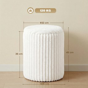 HOMCOM Taburet de depozitare cu capac reversibil, taburet modern din cord pentru living și dormitor, Alb | Aosom Romania