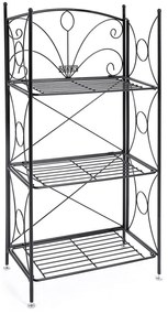 Suport pentru flori 3 niveluri, suport pentru flori de interior din metal 54 x 101 x 30 cm, negru