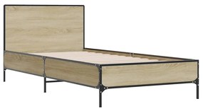 845518 vidaXL Cadru de pat, stejar sonoma, 90x200 cm, lemn prelucrat și metal