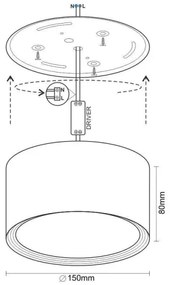 Spot LED/17W/230V 4000K d. 15 cm alb