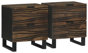 vidaXL Dulapuri de Noapte - 2 Piese, 40x33.5x46 cm, Din Lemn Solid de Mango