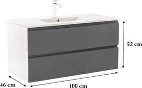 Vario Pull 100 dulap de bază cu chiuvetă alb-antracit