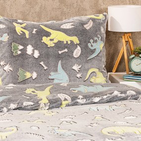 Lenjerie de pat luminoasă din microflanel 4Home Dino, 140 x 200 cm, 70 x 90 cm