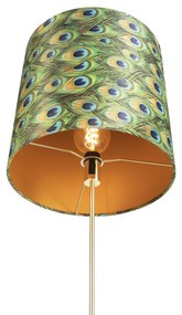 Lampă de podea auriu/alamă cu abajur din catifea verde smarald 40/40 cm - Parte