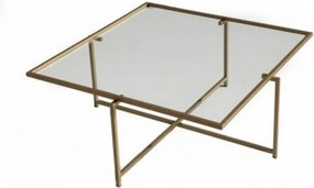 Masuta cafea Sun S411, auriu, sticla/metal, 85x85x35 cm