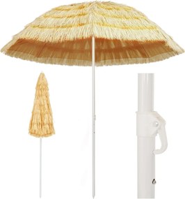 vidaXL Umbrelă de plajă, natural, 240 cm, stil hawaiian