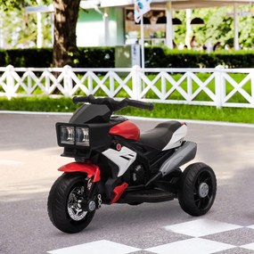Motocicleta Electrica pentru Copii 3-5 Ani (max. 25kg) cu 3 Roti, Lumini si Sunete, Bateria 6V, Rosu, 86x42x52cm HOMCOM | Aosom Romania