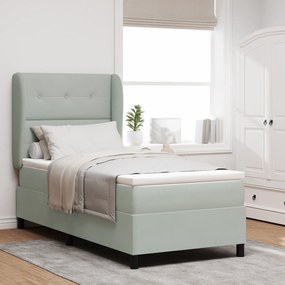 vidaXL Pat cu arcuri cu saltea Gri deschis 80 x 200 cm Catifea