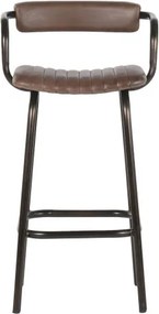 Scaun înalt de bar din metal si piele naturala, stil vintage, "Rotor"