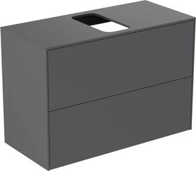 Dulap baza suspendat Ideal Standard Atelier Conca 2 sertare si blat cu decupaj central 80 cm antracit mat