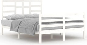 vidaXL Cadru de pat, alb, 140x200 cm, lemn masiv