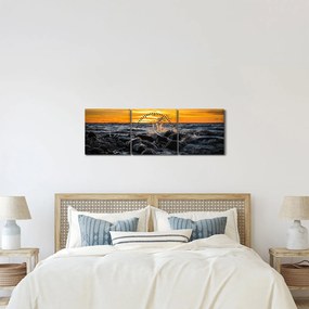 Tablou cu valurile mării (cu ceas) (90x30 cm)