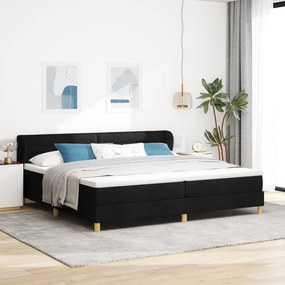 Pat cu saltea vidaXL, Negru, 200x200 cm, Material textil