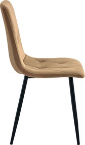Scaun de dining din catifea maro LIBRA cu picioare negre