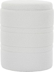 HOMCOM Taburet Rotund Tip Pouf cu Spațiu de Depozitare 33L din Sherpa cu Capac, Capacitate 120kg, Living, Hol, Alb | Aosom Romania