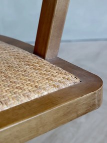 Scaun de birou, din lemn de mesteacan si rattan, natur, cu aspect vintage, Old French