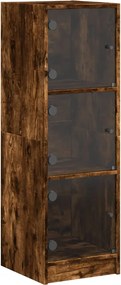 vidaXL Dulap cu uși din sticlă, stejar fumuriu, 35x37x109 cm