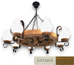 Candelabru rustic fabricat manual din lemn diam.50cm, 8 brate Roata WOOD-RO-SP8D50
