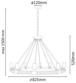 Lustră LED pe lanț ROPE ARTHUR 8xE27/6W/230V