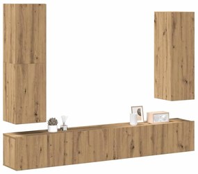 vidaXL Set dulap TV 4 piese montat pe perete Stejar artizanal
