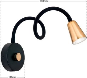 Aplica de perete flexibila cu spot GU10 DOTTY negru