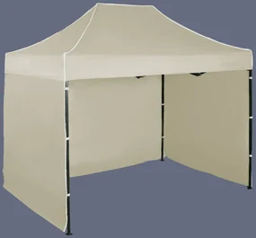 Pavilion de grădină 2x3m - din oțel, 3 pereţi laterali, Bej