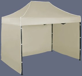 Pavilion de grădină 2x3m - din oțel, 3 pereţi laterali, Bejă