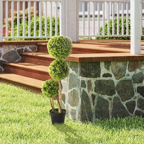 HOMCOM Plante Artificiale Decorative Buxus, Planță Sferică în Ghiveci, Plante Artificiale pentru Decor de Interior și Exterior, 90cm | Aosom Romania