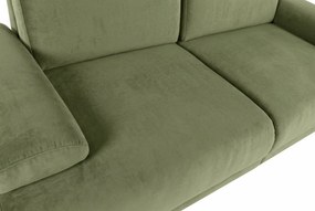 Canapea extensibilă cu 3 locuri din bumbac, verde, spătar rabatabil, picioare sferice din lemn, material rezistent la pete, 95 x 245 x 125 cm,