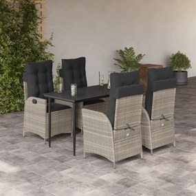 vidaXL Set mobilier de grădină cu perne, 5 piese gri deschis poliratan