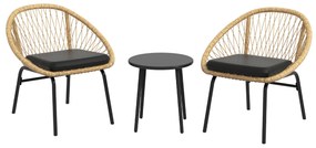Outsunny Set de mobilier de grădină din răchită, set de mobilier de terasă, 2 scaune & masă, Galben | Aosom Romania