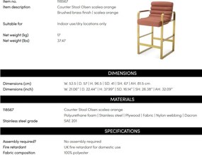 Scaun de bar elegant design LUX Counter Olsen, scalea orange
